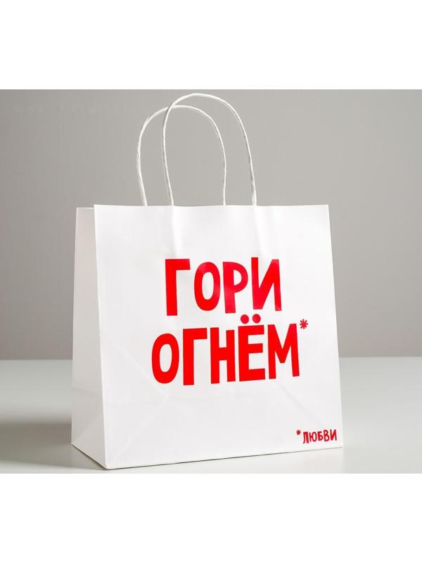 Пакет подарочный крафт «Гори огнем», 22 х 22 х 11 см