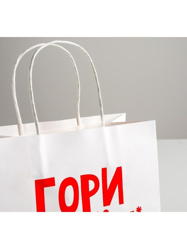 Пакет подарочный крафт «Гори огнем», 22 х 22 х 11 см
