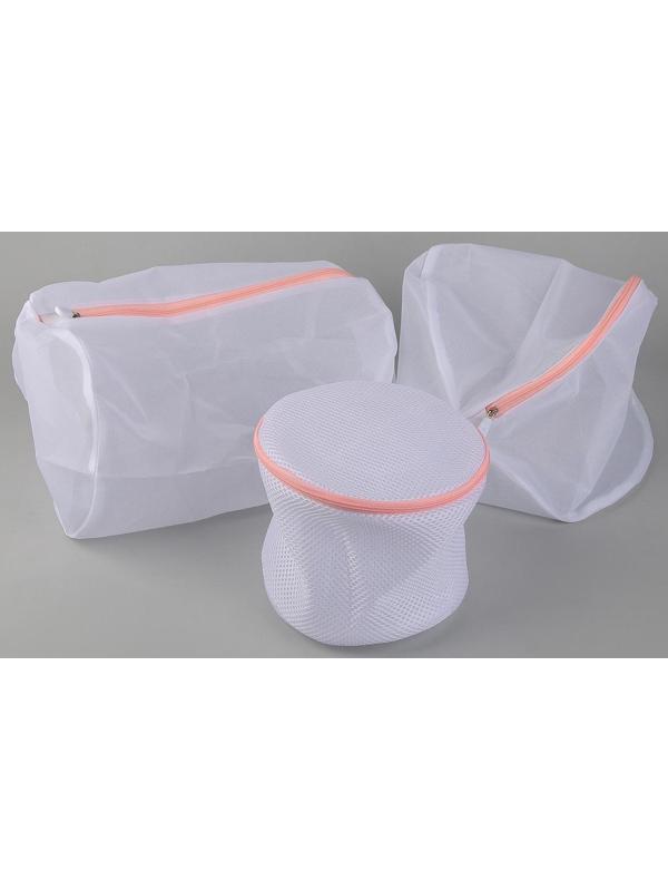 Набор мешков для стирки белья, 3 шт, цвет белый