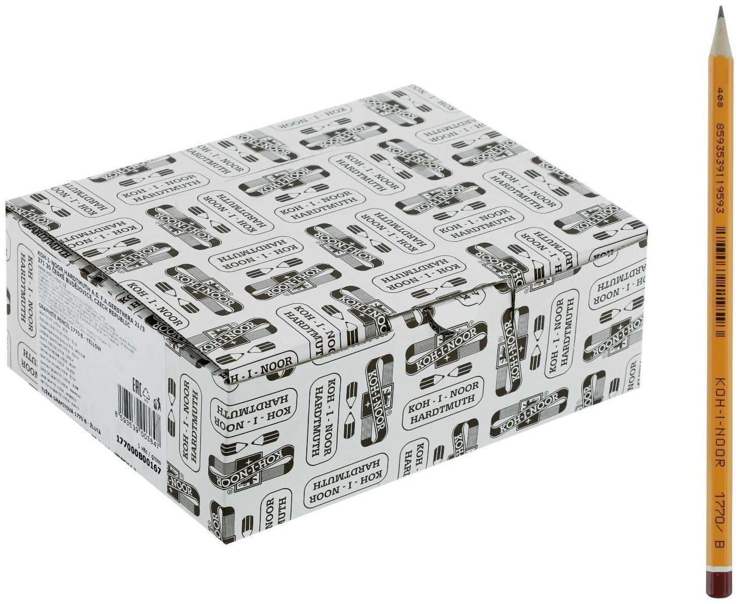 Карандаш чернографитный Koh-I-Noor 1770 B BLACK SUN, гранёный