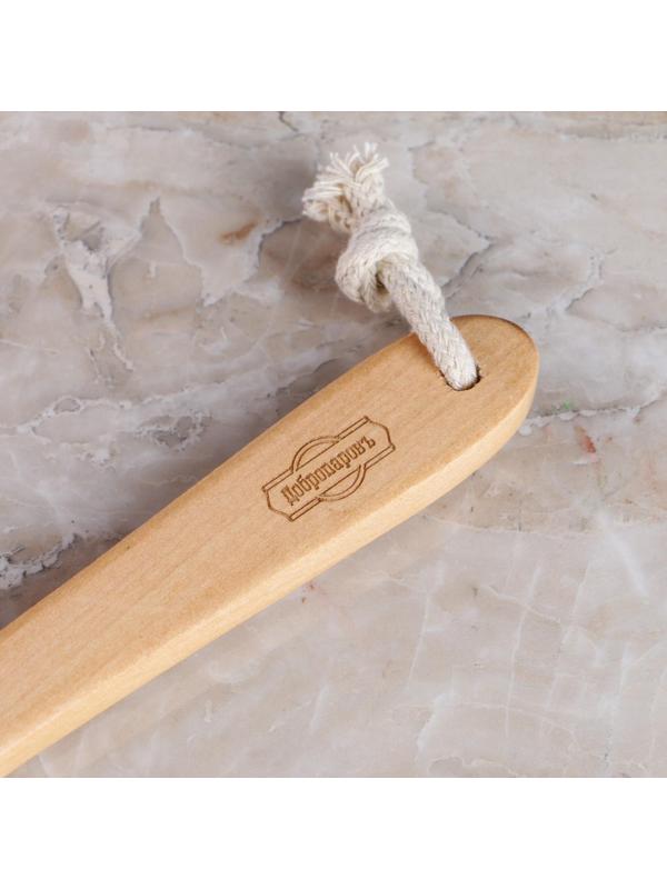 Щётка массажная из натуральной щетины, с ручкой, гладкая