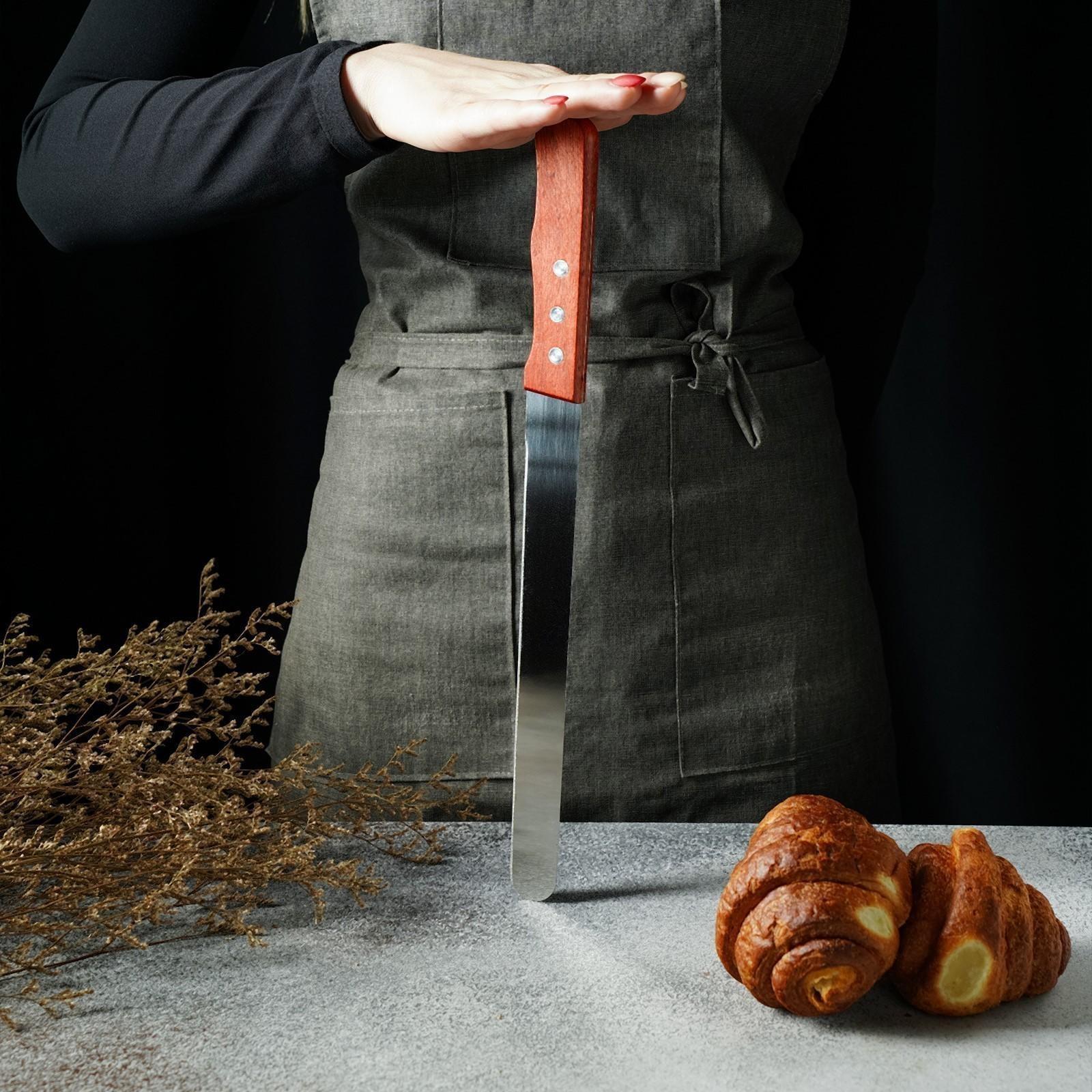 Нож для бисквита, ровный край, ручка дерево, рабочая поверхность 25 см (»10»)