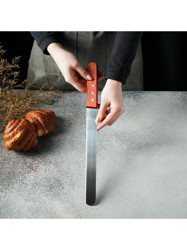 Нож для бисквита, ровный край, ручка дерево, рабочая поверхность 25 см (»10»)