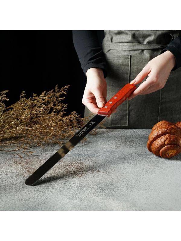 Нож для бисквита, ровный край, ручка дерево, рабочая поверхность 25 см (»10»)