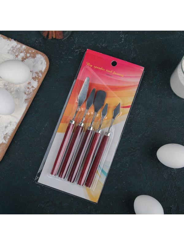 Лопатки-мастихины, набор 5 шт, цвет коричневый