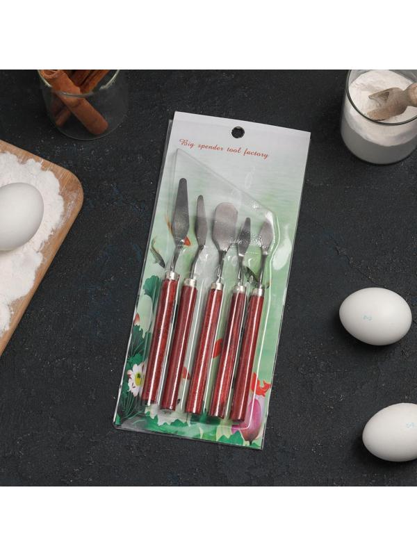 Лопатки-мастихины, набор 5 шт, цвет коричневый