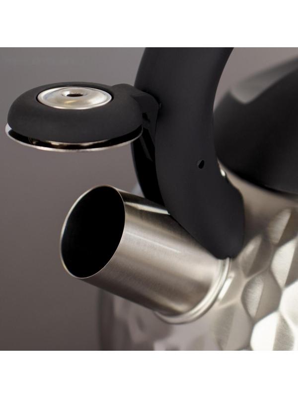 Чайник со свистком из нержавеющей стали Magistro Glow, 3 л, индукция, ручка soft-touch, цвет серебряный