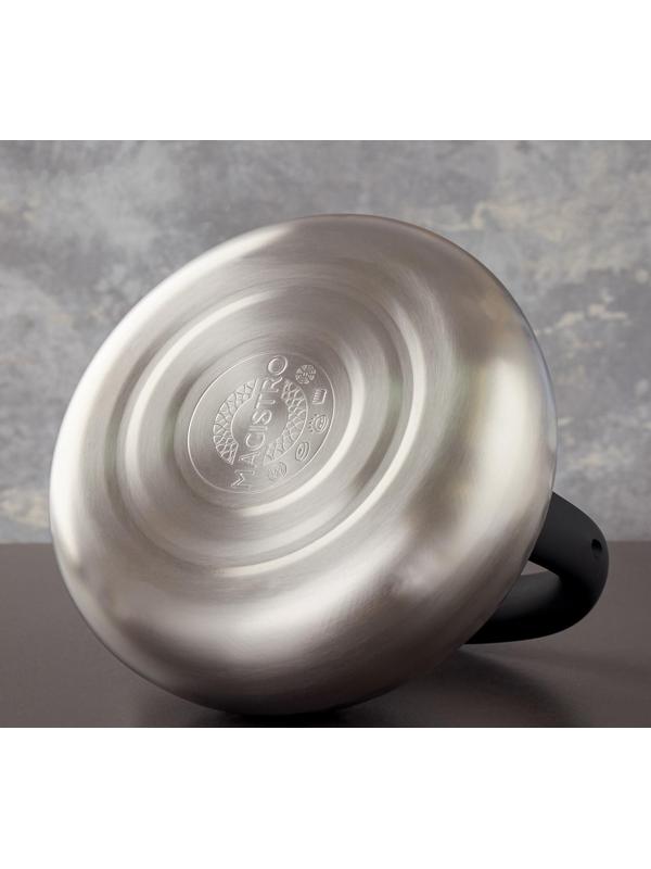 Чайник со свистком из нержавеющей стали Magistro Glow, 3 л, индукция, ручка soft-touch, цвет серебряный