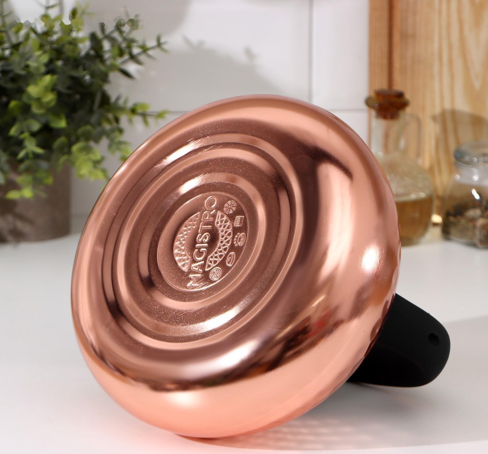 Чайник со свистком из нержавеющей стали Magistro Glow, 3 л, индукция, ручка soft-touch, цвет бронзовый