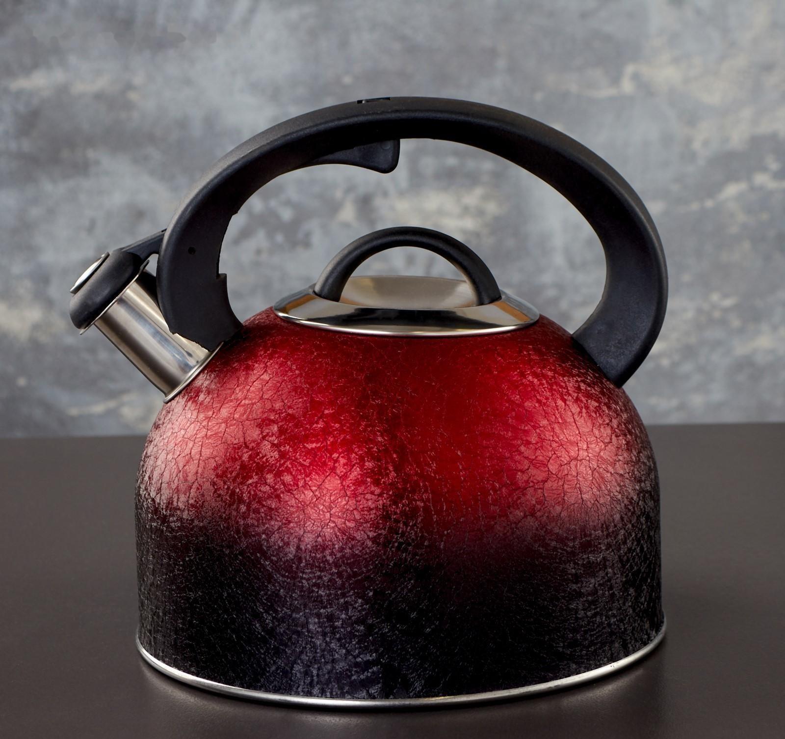 Чайник со свистком из нержавеющей стали Доляна Snow, 3 л, индукция, цвет красный