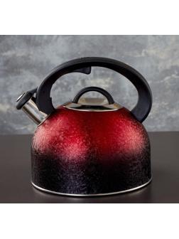 Чайник со свистком из нержавеющей стали Доляна Snow, 3 л, индукция, цвет красный