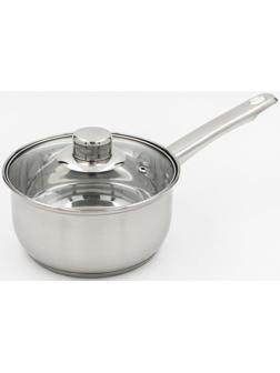 Ковш из нержавеющей стали «Гретте», 1,5 л, d=16 см, стеклянная крышка, металлическая ручка, индукция