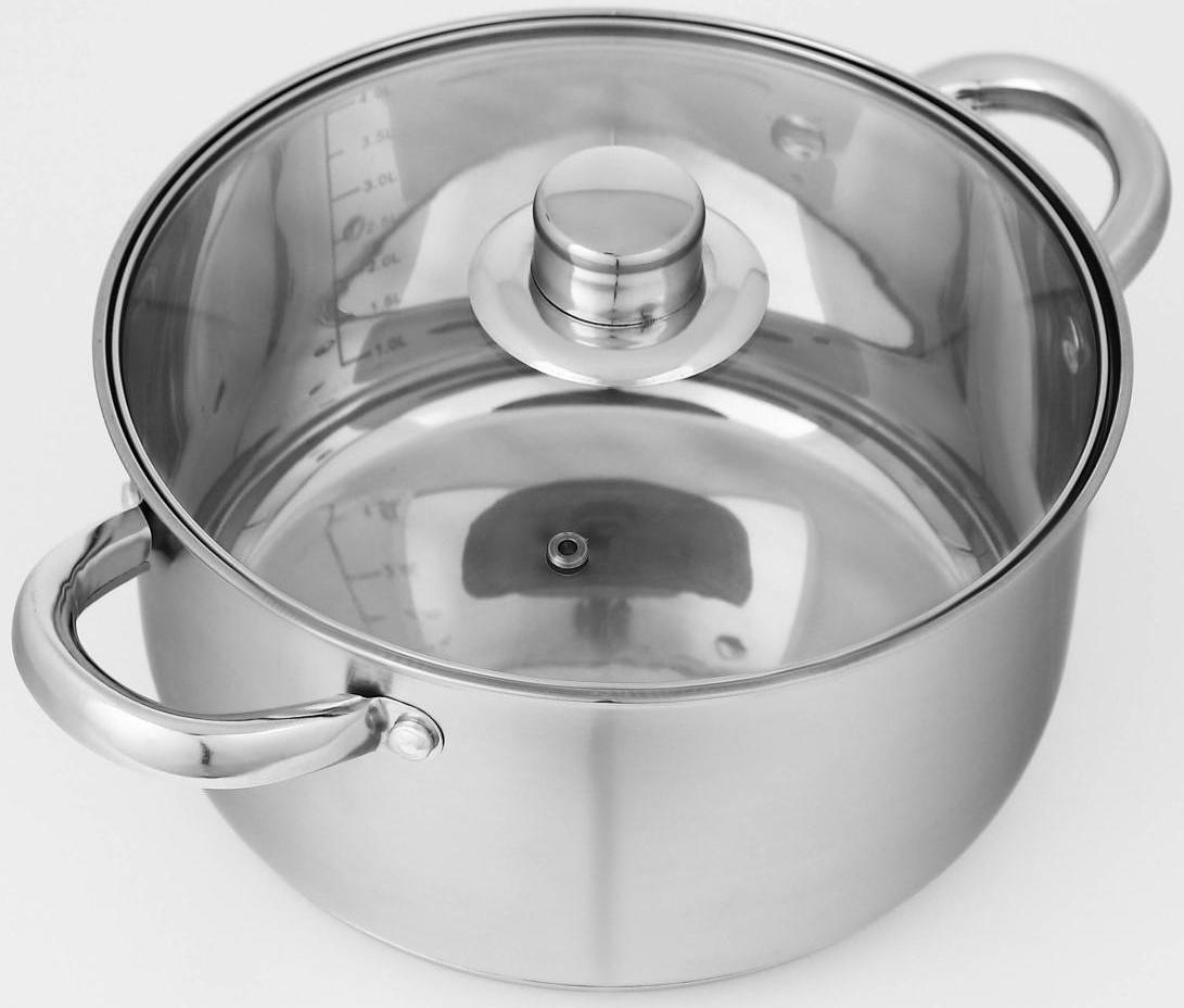 Набор посуды из нержавеющей стали Доляна «Гретте», 3 предмета: сотейник 1,5 л, d=16 см, кастрюли 2 л, 4 л, d=18 см, d=22 см, крышки