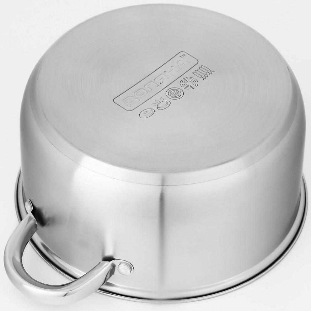 Набор посуды из нержавеющей стали Доляна «Гретте», 3 предмета: сотейник 1,5 л, d=16 см, кастрюли 2 л, 4 л, d=18 см, d=22 см, крышки