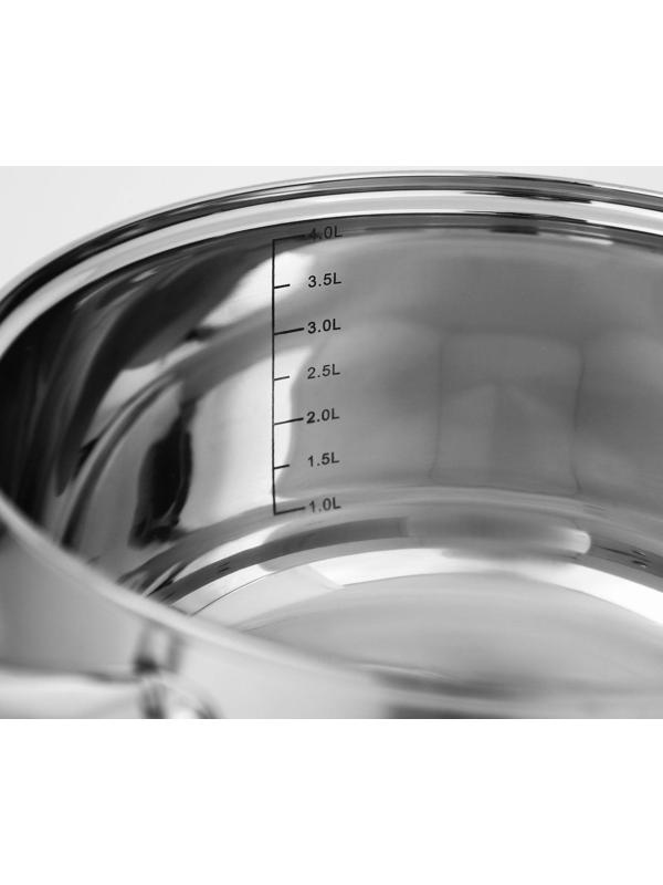 Набор посуды из нержавеющей стали Доляна «Гретте», 3 предмета: сотейник 1,5 л, d=16 см, кастрюли 2 л, 4 л, d=18 см, d=22 см, крышки