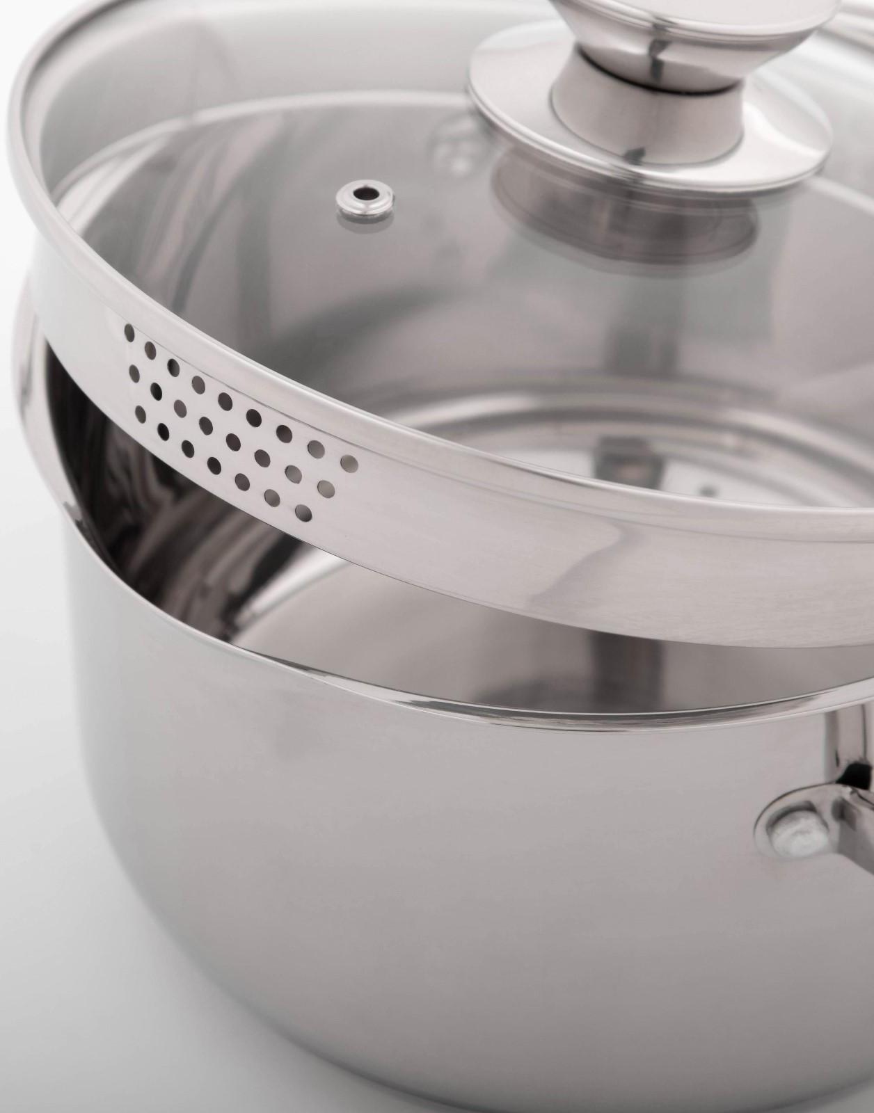 Кастрюля из нержавеющей стали Magistro klimena, 3,5 л, крышка-дуршлаг, носик для слива, капсульное дно, индукция