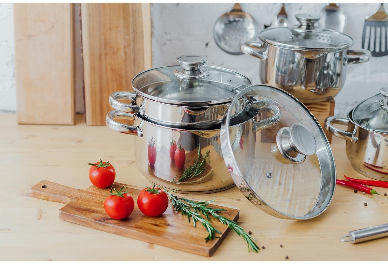 Кастрюля из нержавеющей стали Magistro klimena, 3,5 л, крышка-дуршлаг, носик для слива, капсульное дно, индукция