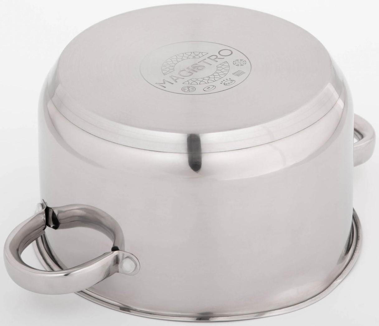Кастрюля из нержавеющей стали Magistro klimena, 3,5 л, крышка-дуршлаг, носик для слива, капсульное дно, индукция