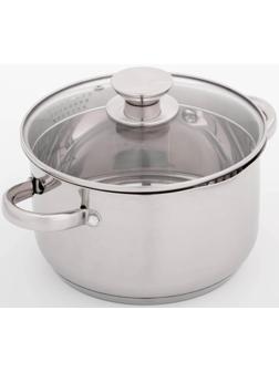 Кастрюля из нержавеющей стали Magistro klimena, 3,5 л, крышка-дуршлаг, носик для слива, капсульное дно, индукция