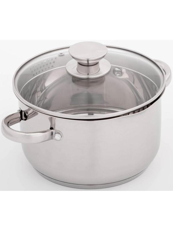 Кастрюля из нержавеющей стали Magistro klimena, 3,5 л, крышка-дуршлаг, носик для слива, капсульное дно, индукция