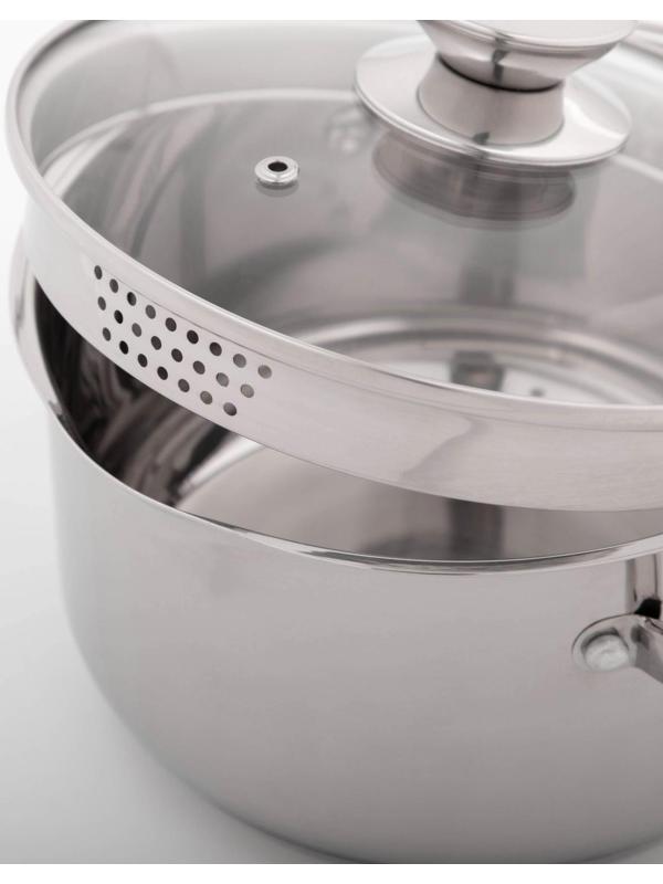 Кастрюля из нержавеющей стали Magistro klimena, 3,5 л, крышка-дуршлаг, носик для слива, капсульное дно, индукция