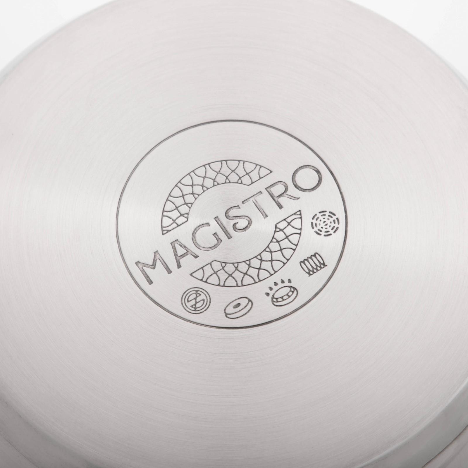 Кастрюля из нержавеющей стали Magistro Tefida, 3,5 л, крышка-дуршлаг, носик для слива, капсульное дно, силиконовые ручки, стеклянная крышка