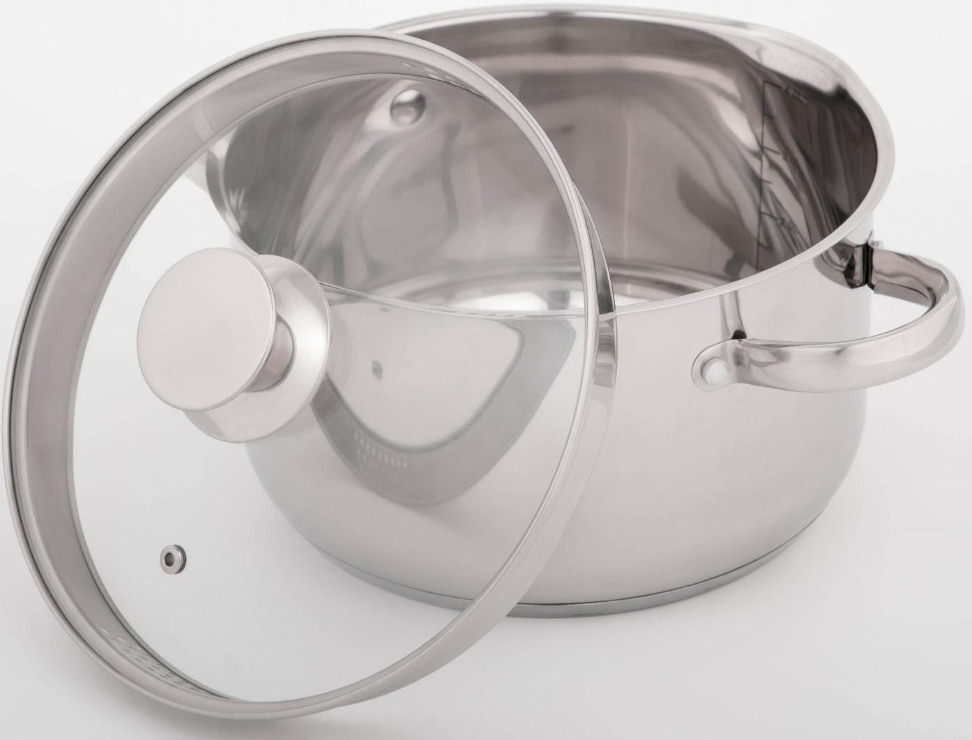 Кастрюля из нержавеющей стали Magistro Klimena, 4,6 л, крышка-дуршлаг, носик для слива, капсульное дно, индукция