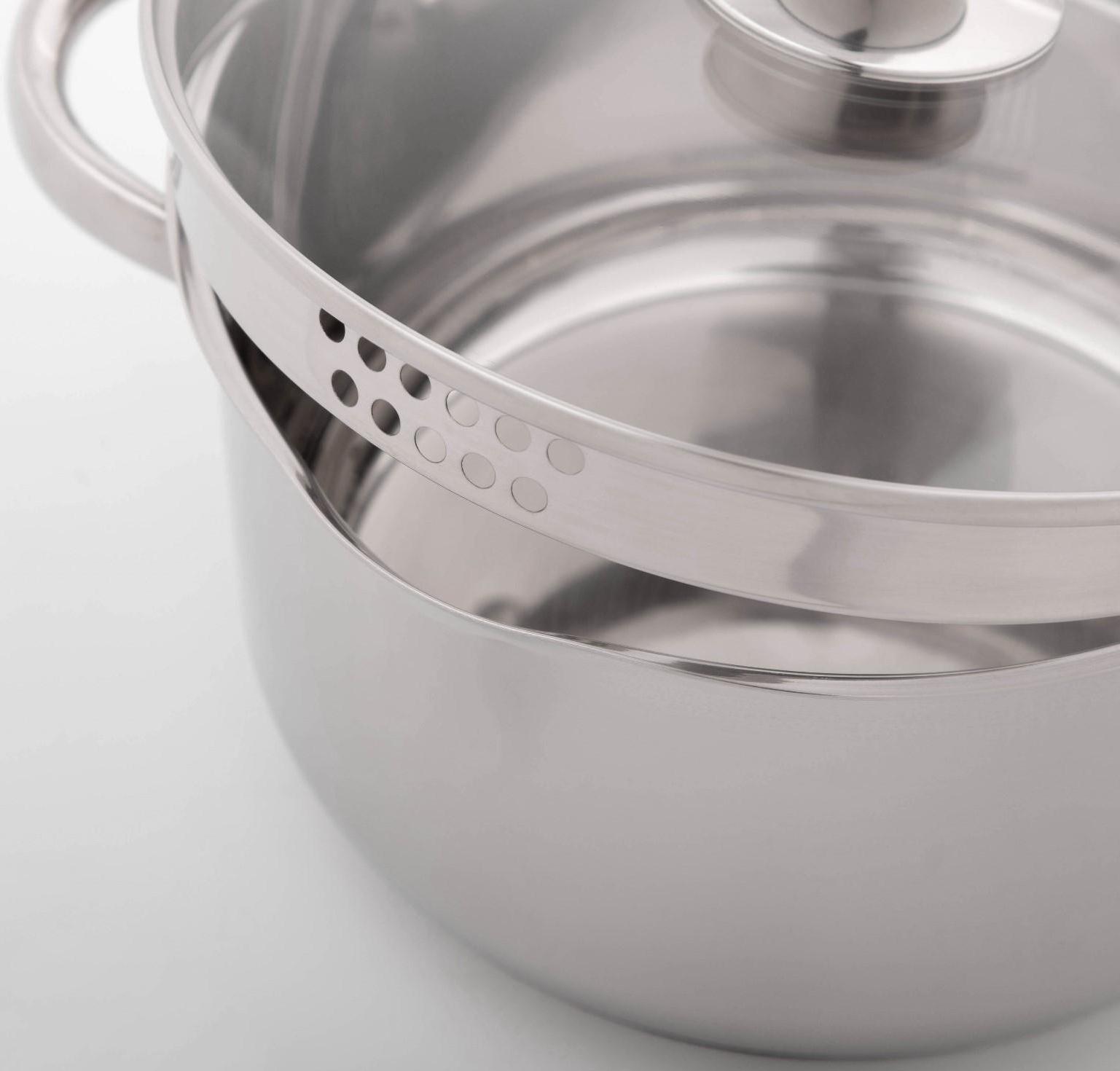 Кастрюля из нержавеющей стали Magistro Klimena, 4,6 л, крышка-дуршлаг, носик для слива, капсульное дно, индукция