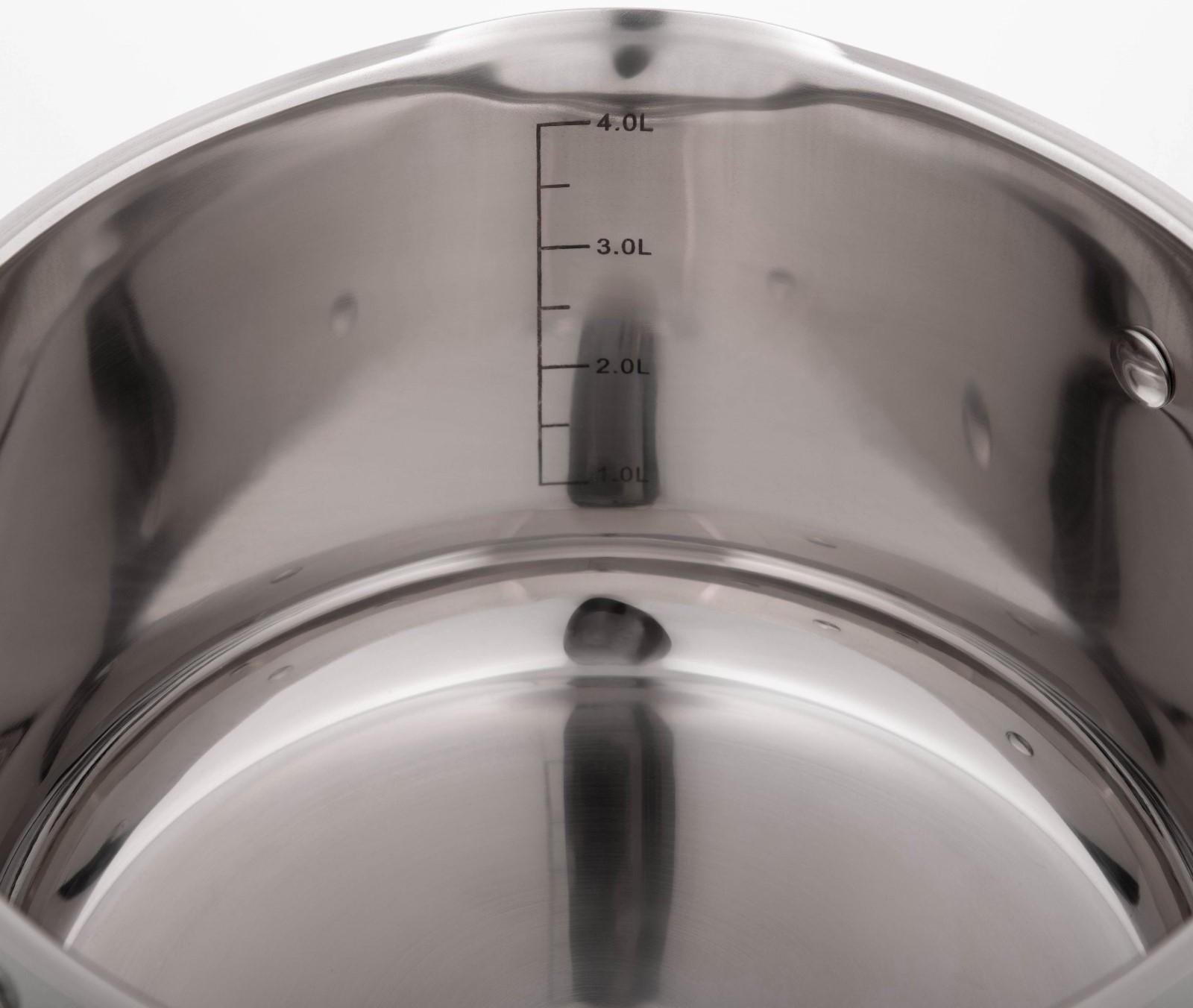 Кастрюля из нержавеющей стали Magistro Klimena, 4,6 л, крышка-дуршлаг, носик для слива, капсульное дно, индукция