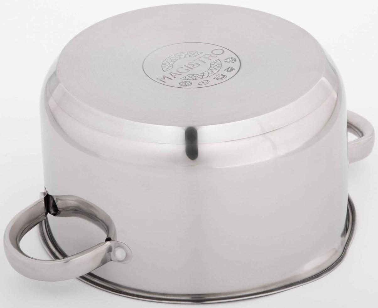 Кастрюля из нержавеющей стали Magistro Klimena, 4,6 л, крышка-дуршлаг, носик для слива, капсульное дно, индукция