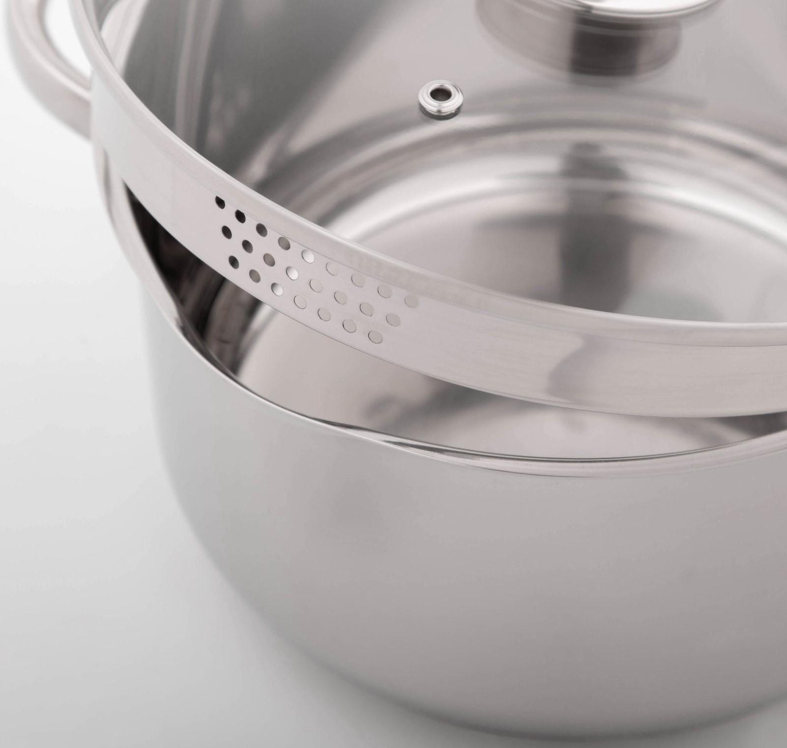 Кастрюля из нержавеющей стали Magistro Klimena, 4,6 л, крышка-дуршлаг, носик для слива, капсульное дно, индукция