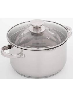 Кастрюля из нержавеющей стали Magistro Klimena, 4,6 л, крышка-дуршлаг, носик для слива, капсульное дно, индукция