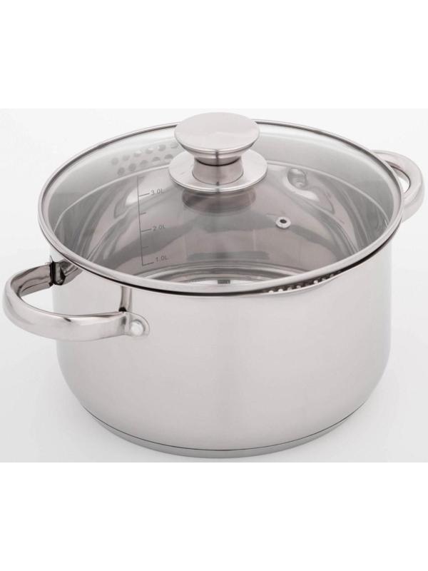 Кастрюля из нержавеющей стали Magistro Klimena, 4,6 л, крышка-дуршлаг, носик для слива, капсульное дно, индукция