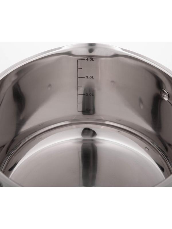 Кастрюля из нержавеющей стали Magistro Klimena, 4,6 л, крышка-дуршлаг, носик для слива, капсульное дно, индукция