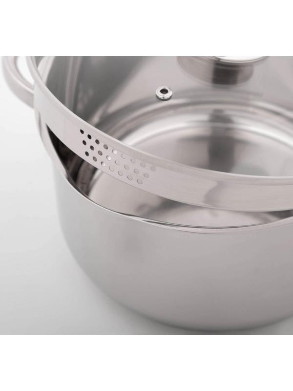 Кастрюля из нержавеющей стали Magistro Klimena, 4,6 л, крышка-дуршлаг, носик для слива, капсульное дно, индукция