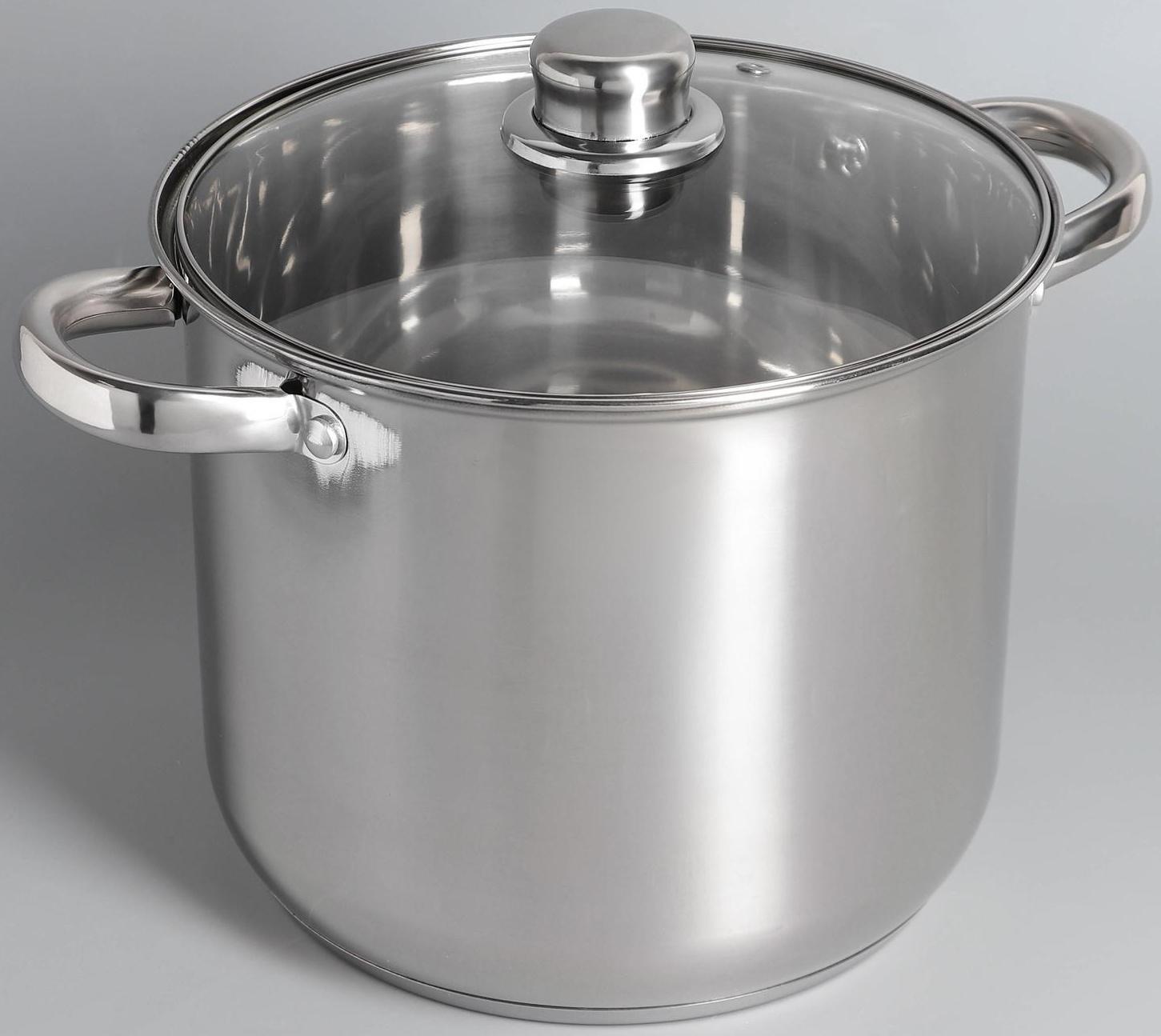 Кастрюля из нержавеющей стали Magistro Grande, 7,1 л, стеклянная крышка, капсульное дно, индукция