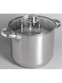 Кастрюля из нержавеющей стали Magistro Grande, 7,1 л, стеклянная крышка, капсульное дно, индукция