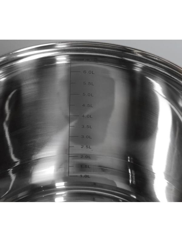 Кастрюля из нержавеющей стали Magistro Grande, 7,1 л, стеклянная крышка, капсульное дно, индукция