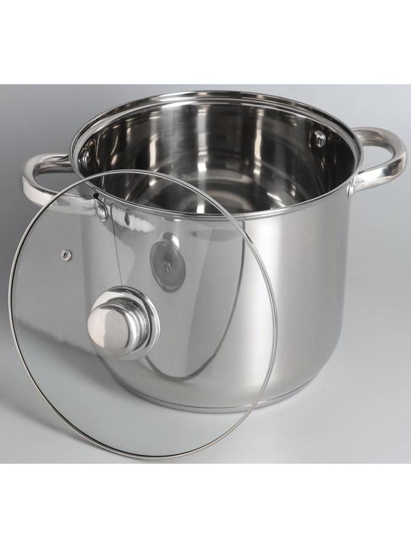 Кастрюля из нержавеющей стали Magistro Grande, 7,1 л, стеклянная крышка, капсульное дно, индукция