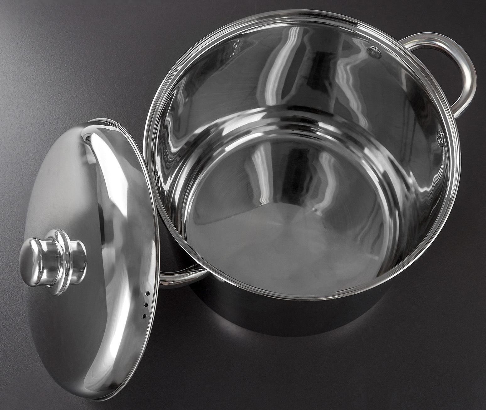 Кастрюля из нержавеющей стали Magistro Grande, 8,9 л, металлическая крышка, капсульное дно, индукция