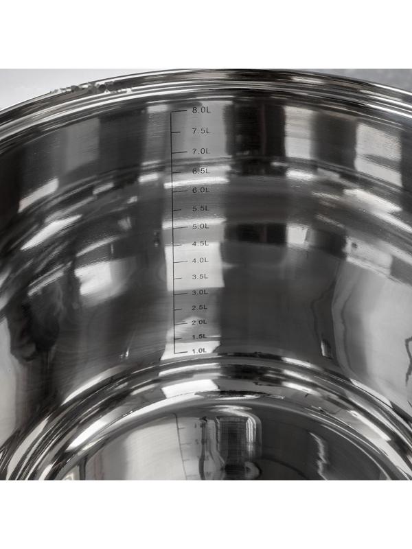 Кастрюля из нержавеющей стали Magistro Grande, 8,9 л, металлическая крышка, капсульное дно, индукция