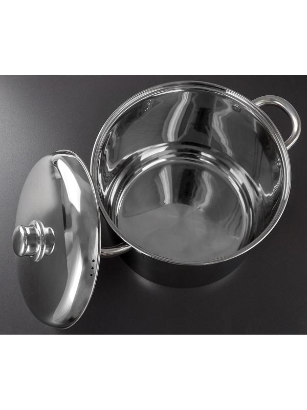 Кастрюля из нержавеющей стали Magistro Grande, 8,9 л, металлическая крышка, капсульное дно, индукция