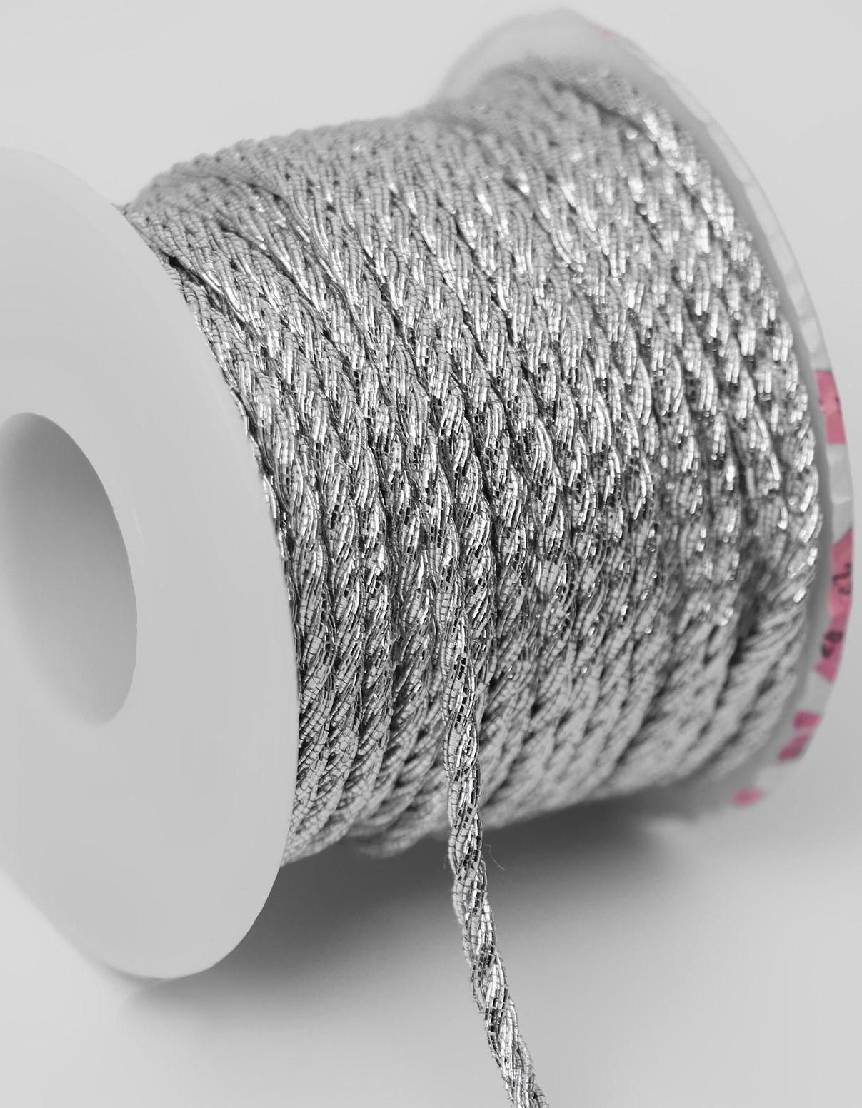 Нить для плетения, d = 2 мм, 15 ± 1 м, цвет серебряный