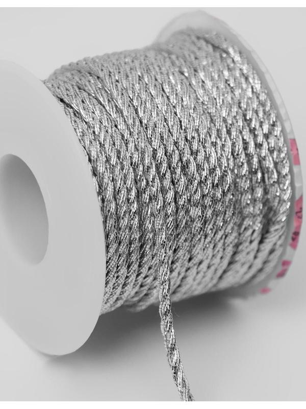 Нить для плетения, d = 2 мм, 15 ± 1 м, цвет серебряный
