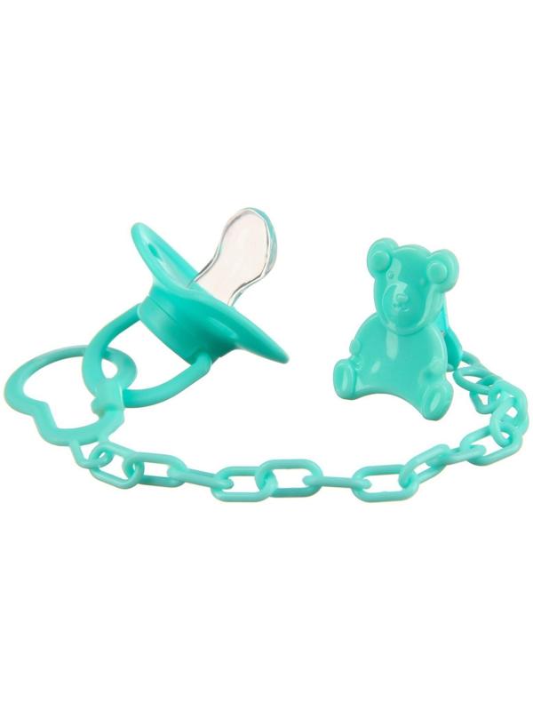 Пустышка классическая, с колпачком и держателем, в контейнере, от 0 мес., цвет бирюзовый