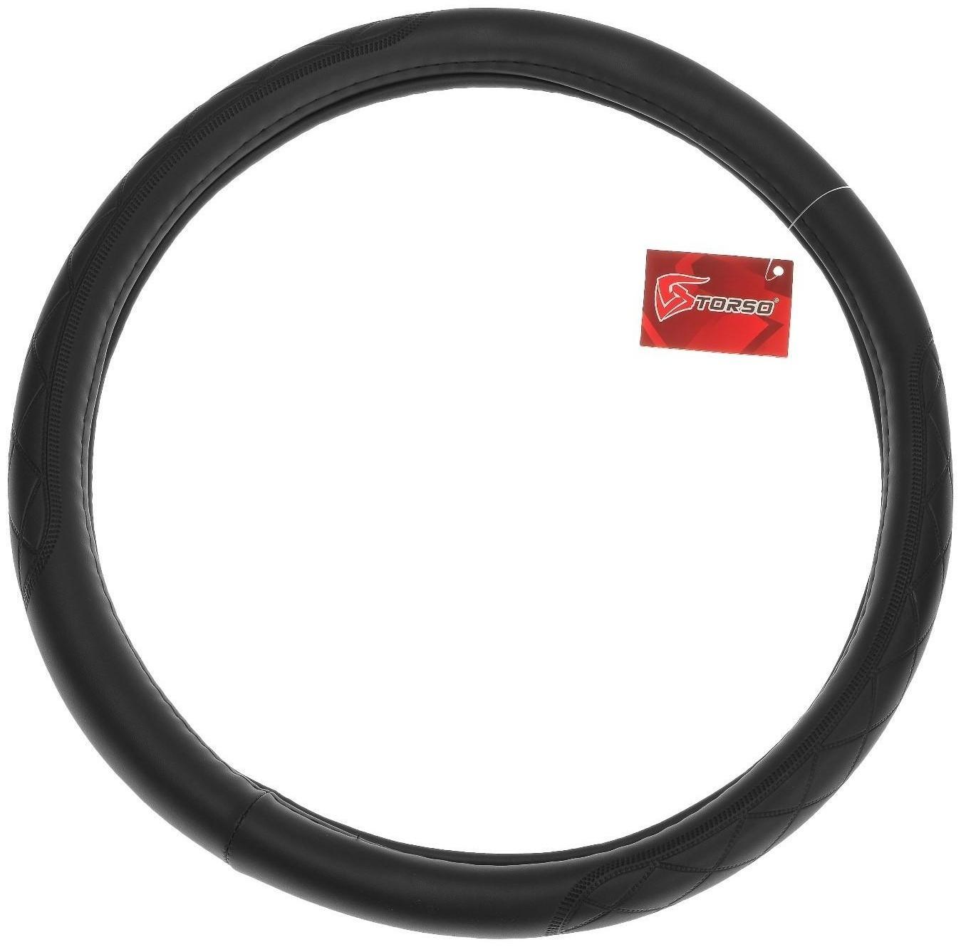 Оплётка TORSO, кожа PU, узор, размер 38 см, черный