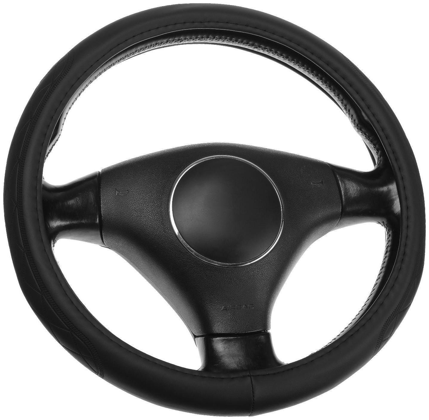 Оплётка TORSO, кожа PU, узор, размер 38 см, черный