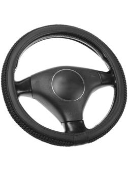 Оплётка TORSO, кожа PU, тканевая вставка с узором, размер 38 см, черный