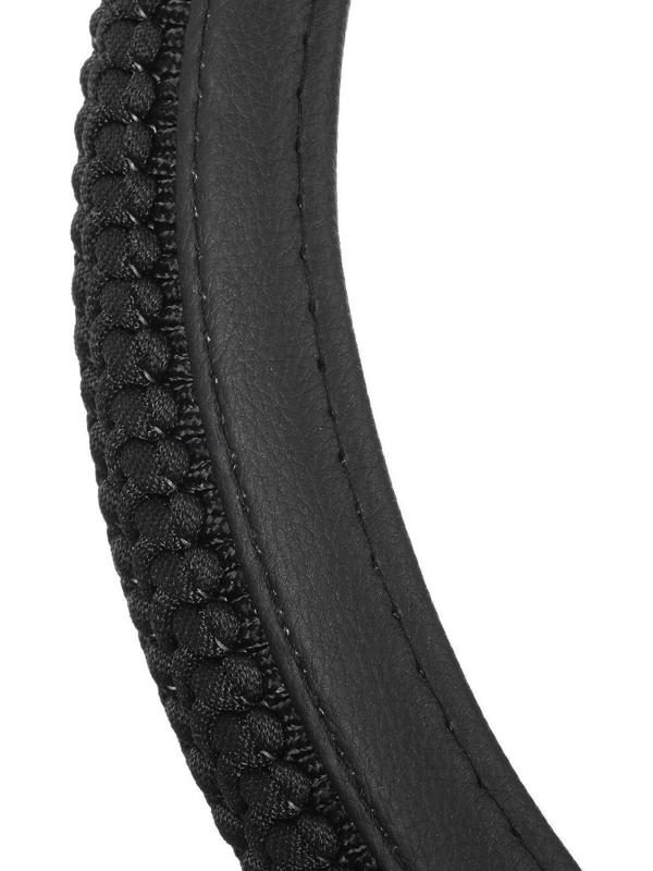 Оплётка TORSO, кожа PU, тканевая вставка с узором, размер 38 см, черный