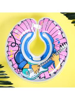 Круг детский на шею, для купания Little star, от 1 мес, двухкамерный, с погремушками